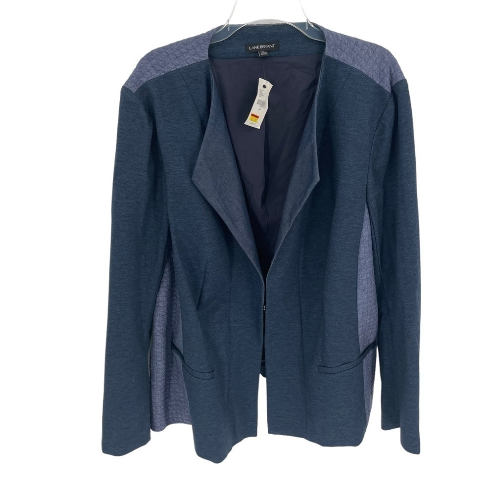 Lane Bryant NWT Women’s Two Tone Blue Blazer Size 28 Long Sleeves Pockets Lined